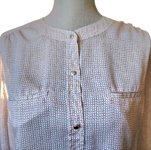 LIZ CLAIBORNE BUTTON DOWN BLOUSE US WOMENS SIZE XL BAND NECKLINE Red Dots